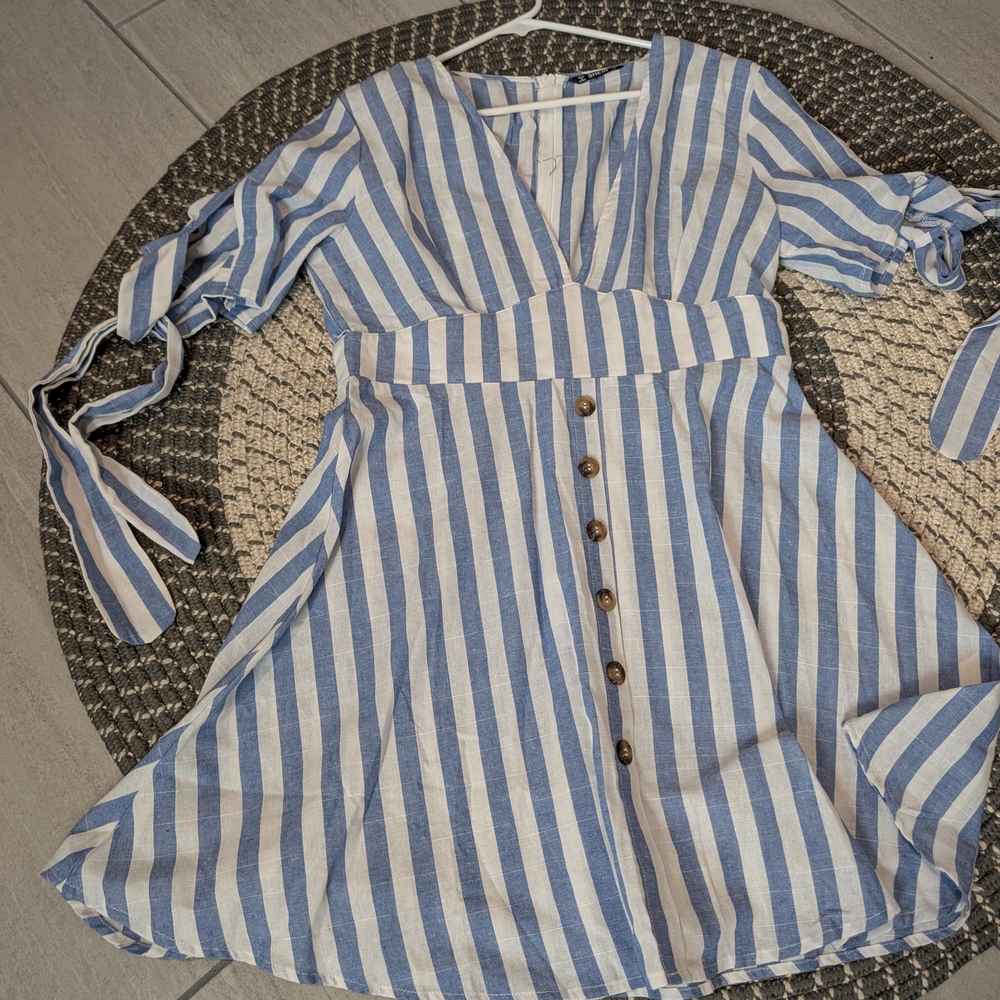 Blue and White Striped Women's Dress